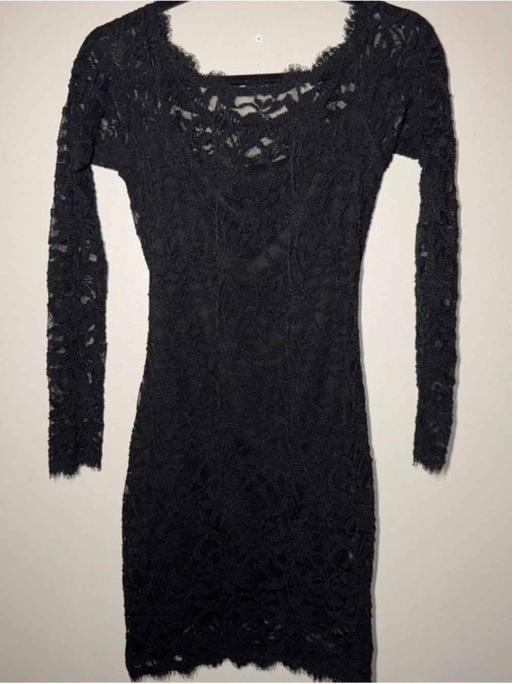 Black Lace Long-Sleeve Mini Dress